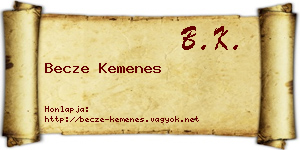 Becze Kemenes névjegykártya